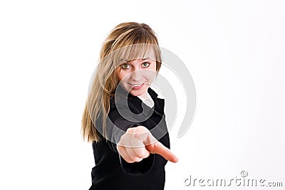 Female pointing at you. Stock Photo