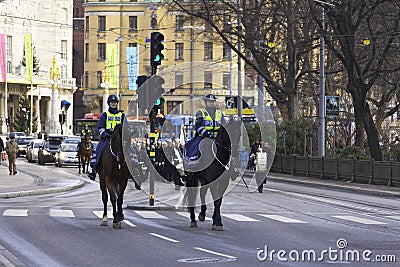 Female police officers on horseback Editorial Stock Photo