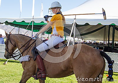 Female Polo Player and Polo Pony Horse Editorial Stock Photo