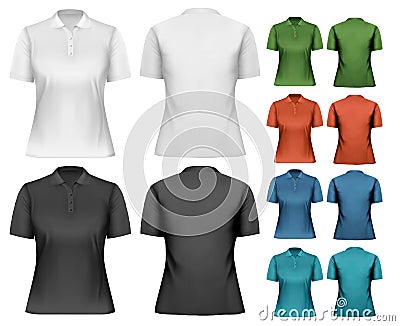 Female polo shirts. Design template. Vector Illustration