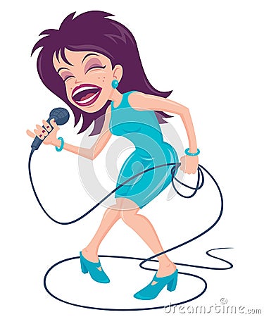 Female Pop Singer Vector Illustration