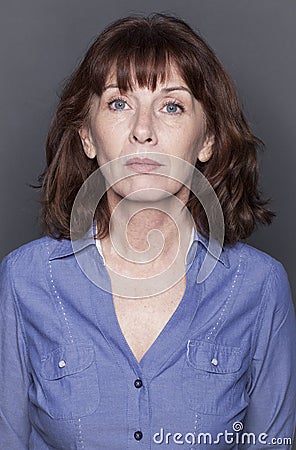 Female portrait of fragile 50s woman Stock Photo