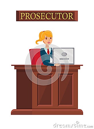 Female Prosecutor at Work Flat Vector Illustration Vector Illustration