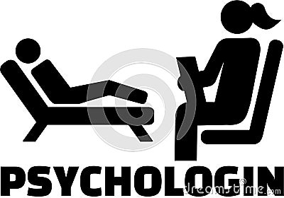 Female psychologist icon with german job title Vector Illustration