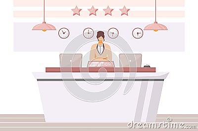 Female receptionist flat color vector illustration Vector Illustration