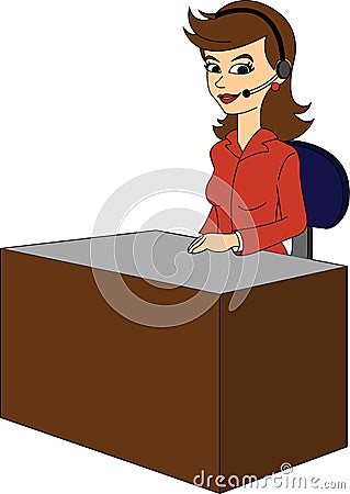 Female Receptionist Vector Illustration