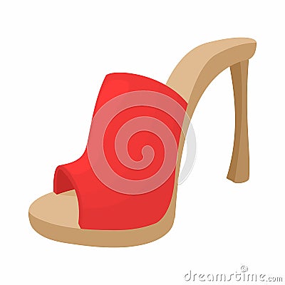 Female red opened shoe icon, cartoon style Vector Illustration