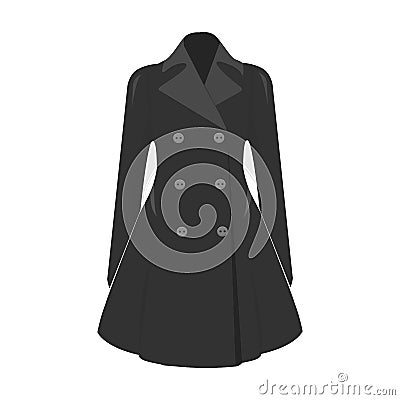 female restrained coat buttoned. Women s outerwear..Woman clothes single icon in monochrome style vector symbol Vector Illustration