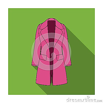 female restrained coat buttoned. Women s outerwear..Women clothing single icon in flat style vector symbol stock Vector Illustration