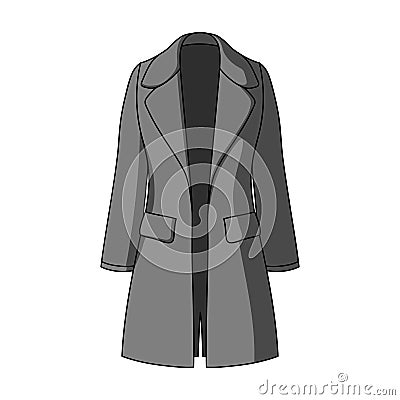 female restrained coat buttoned. Women s outerwear..Women clothing single icon in monochrome style vector symbol Vector Illustration