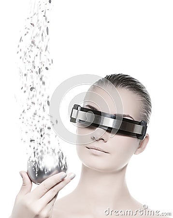 Female robot. Nanotechnology concept Stock Photo