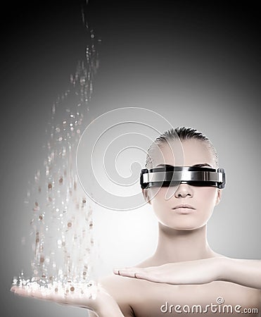 Female robot. Nanotechnology concept Stock Photo