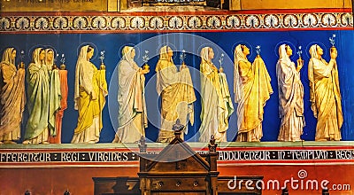 Female Saints Fresco Saint Paul Church Nimes Gard France Stock Photo