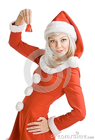Female Santa Clause Stock Photo