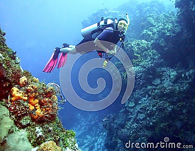 Female Scuba Diver Stock Photo