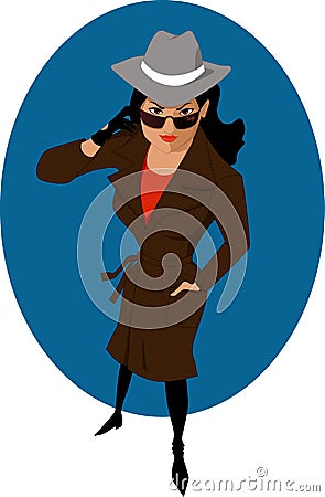 Female Secret Agent Or Private Detective Royalty Free Stock Image