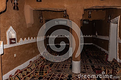 A female section of a traditional Arab mud house Stock Photo