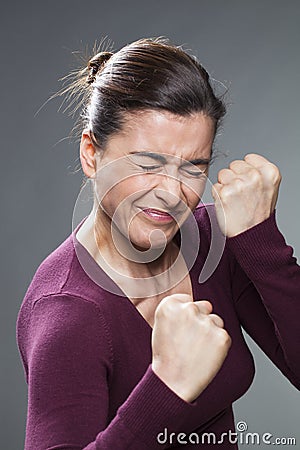 Female self-protection concept for 30s woman Stock Photo