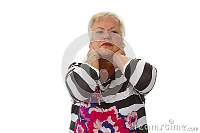 Female senior with neckache Stock Photo
