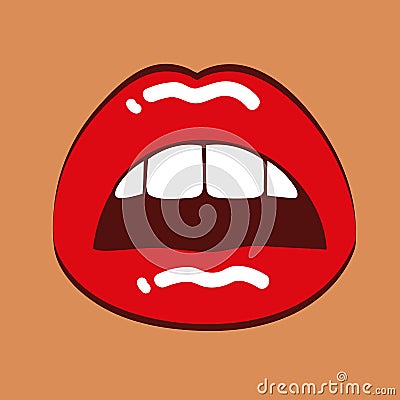 Female red lips Vector Illustration