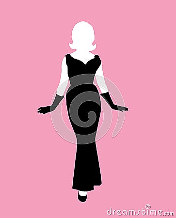 Female silhouette black dress Vector Illustration
