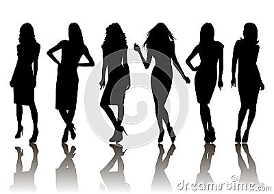 Female silhouette set Vector Illustration