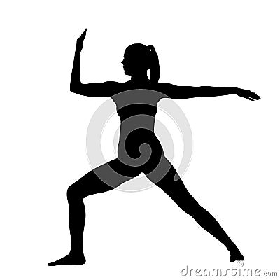 Female Silhouette in a variation of the Dancing Shiva Pose Stock Photo