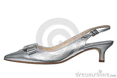 Female silver shoes Stock Photo