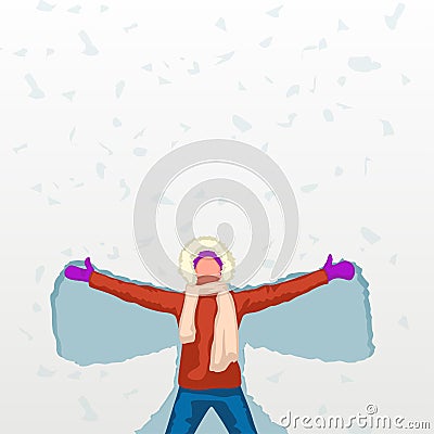 Female snow angel Vector Illustration