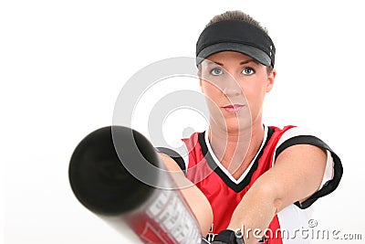 Female Softball Player Stock Photo