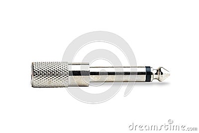 6.3mm to 3.5mm audio jack converter isolated on white background Stock Photo