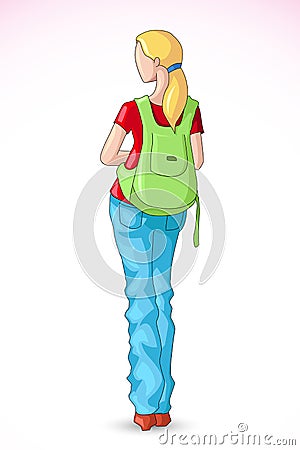 Female Student Vector Illustration