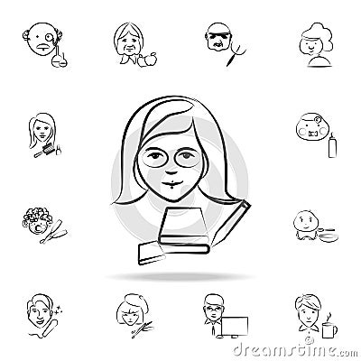 female student avatar sketch style icon. Detailed set of profession in sketch style icons. Premium graphic design. One of the Stock Photo