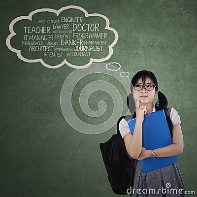 Female student thinking her ideals Stock Photo