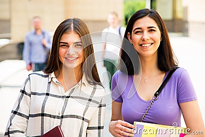 Female students outdoors Stock Photo