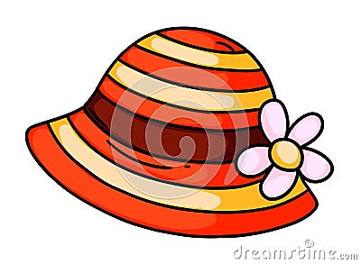 Female summer hat with daisy flower decoration Vector Illustration