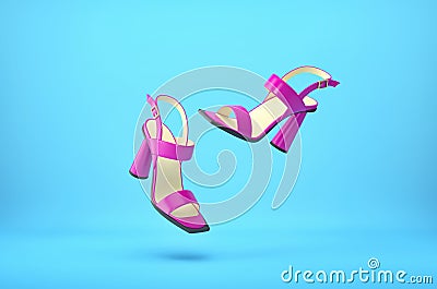 Female summer vivid purple high heels shoes. Clipping path included Stock Photo