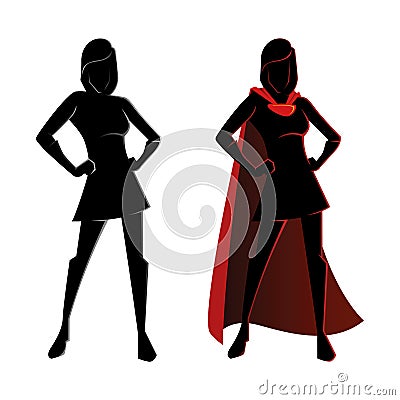 Female Superhero Silhouette Vector Illustration