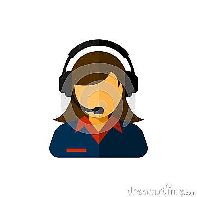 Female support service / customer care / customer service / administrator vector illustration. Cartoon Illustration