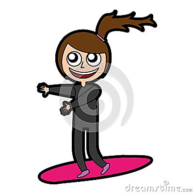 Female surfer avatar character Vector Illustration