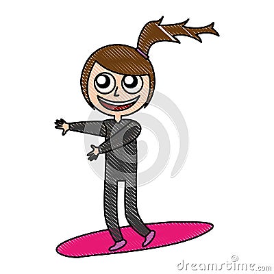 Female surfer avatar character Vector Illustration