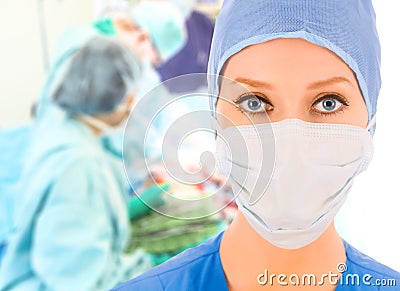 Female surgeon in operation room Stock Photo