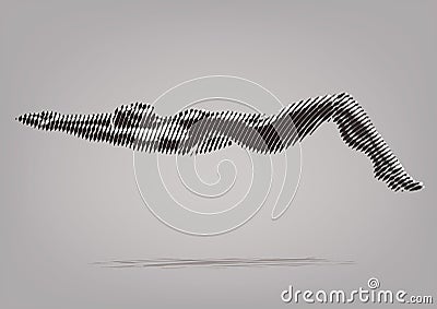 Female swimmer on the competition. Vector Illustration