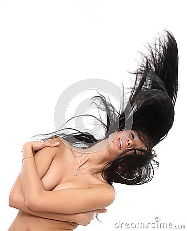 Female Swinging Hair Stock Photo