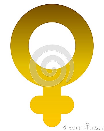 Female symbol icon - golden thick rounded gradient, isolated - vector Vector Illustration