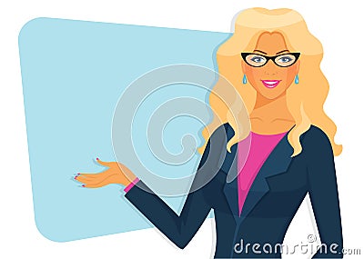 Female teacher with board Vector Illustration