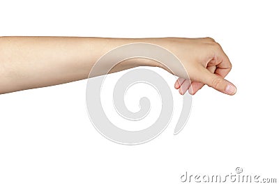 Female teen hand to hold something like placard Stock Photo