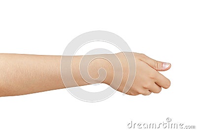 Female teen hand to hold something like placard Stock Photo