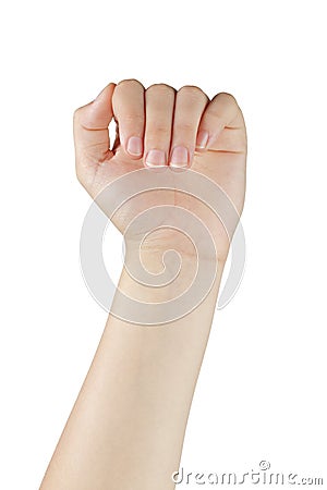 Female teen hand to hold something like placard Stock Photo