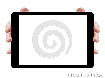 Female teen hands showing generic tablet Stock Photo